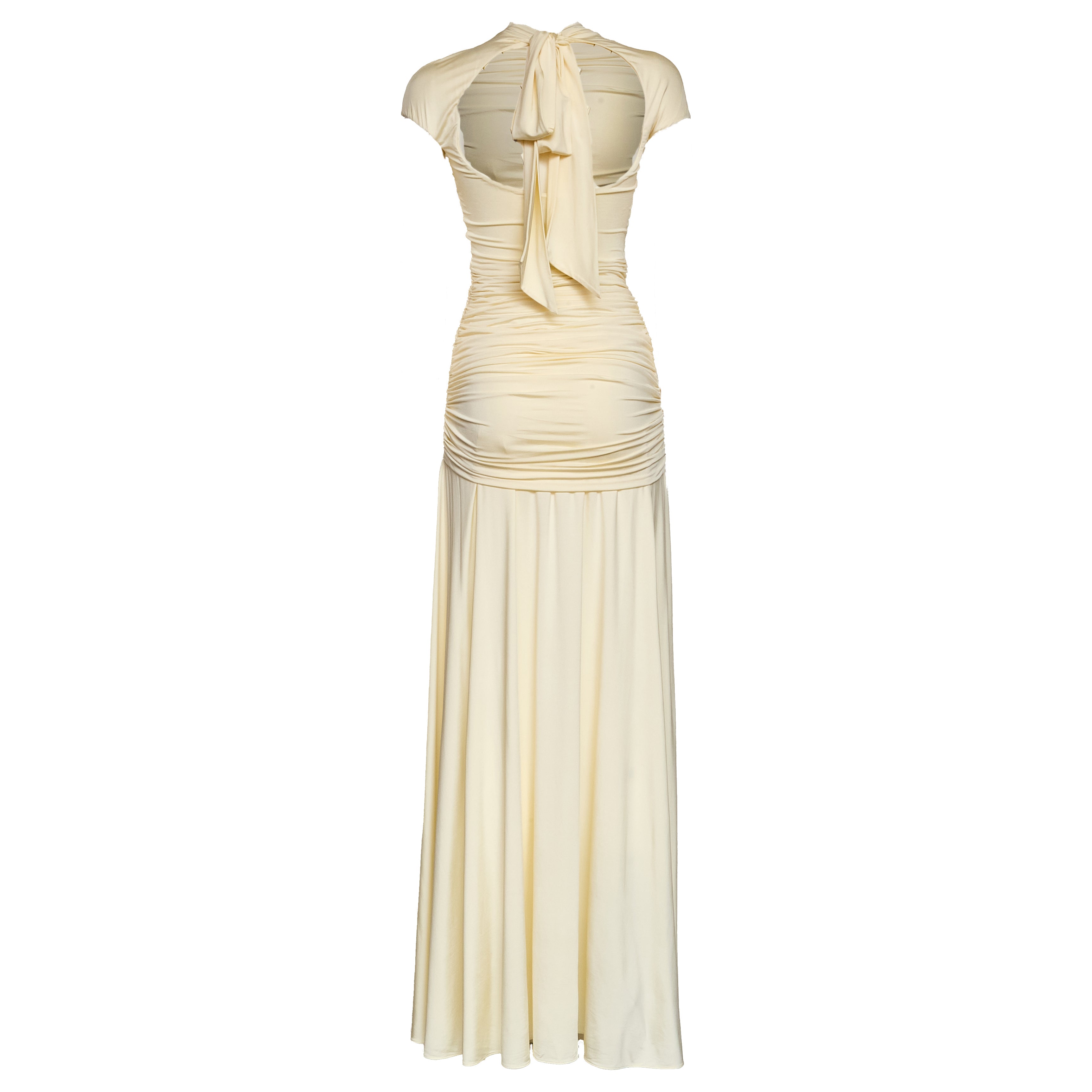 Yellow Jersey Draped Maxi Dress