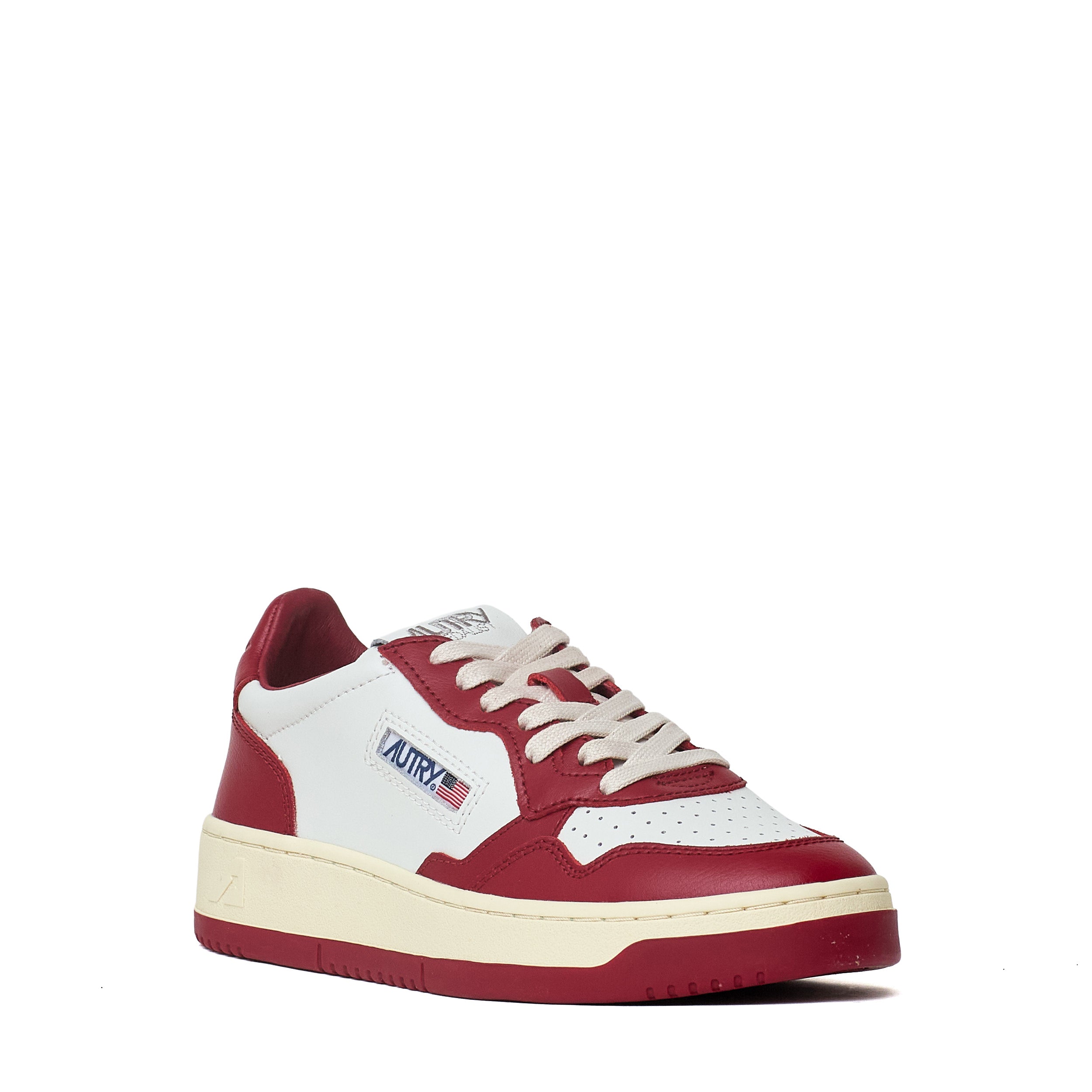 Sneakers Medalist Low In Pelle Bicolore Bianco, Deep Claret