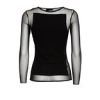 Maglia Girocollo Slim In Cotone Tulle