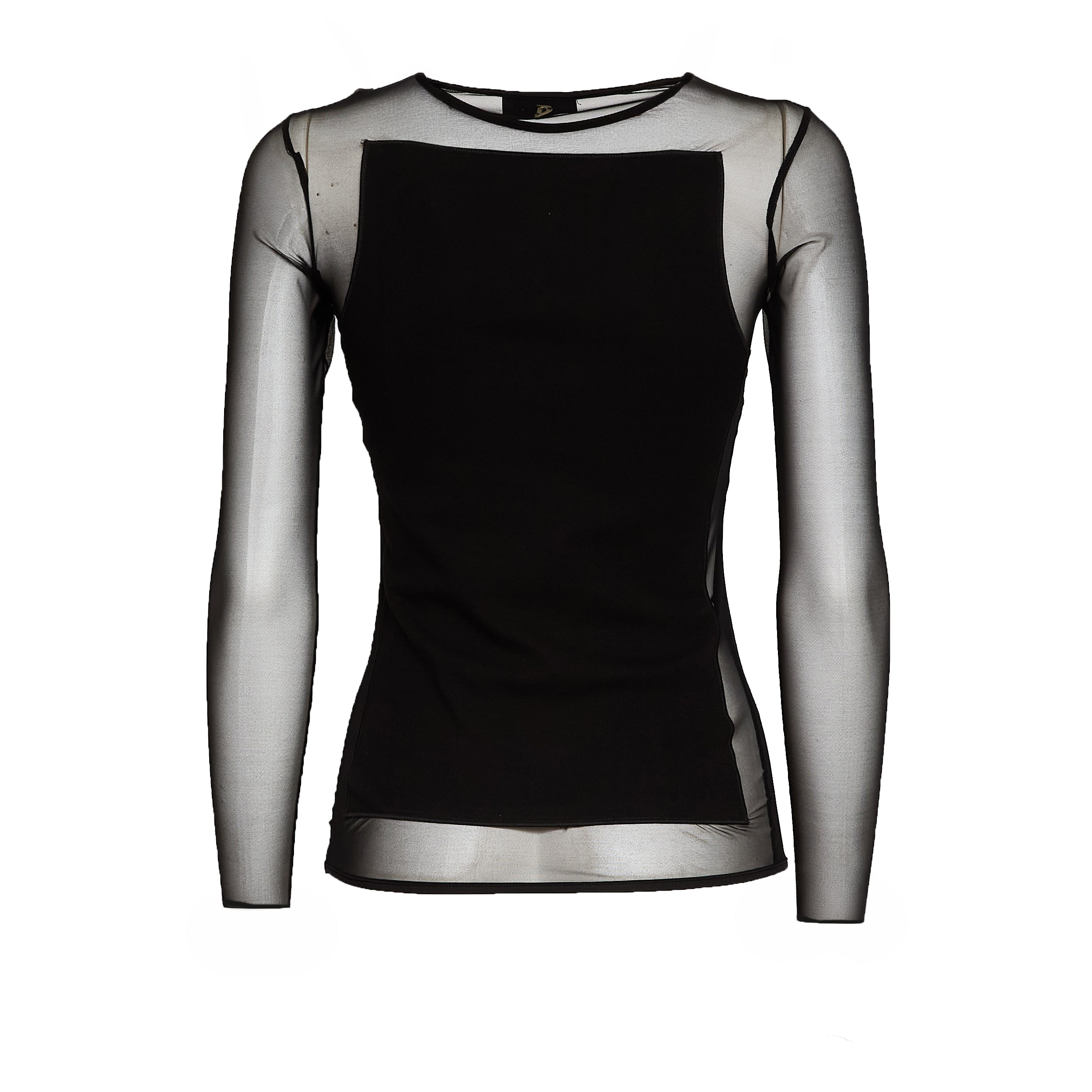 Maglia Girocollo Slim In Cotone Tulle