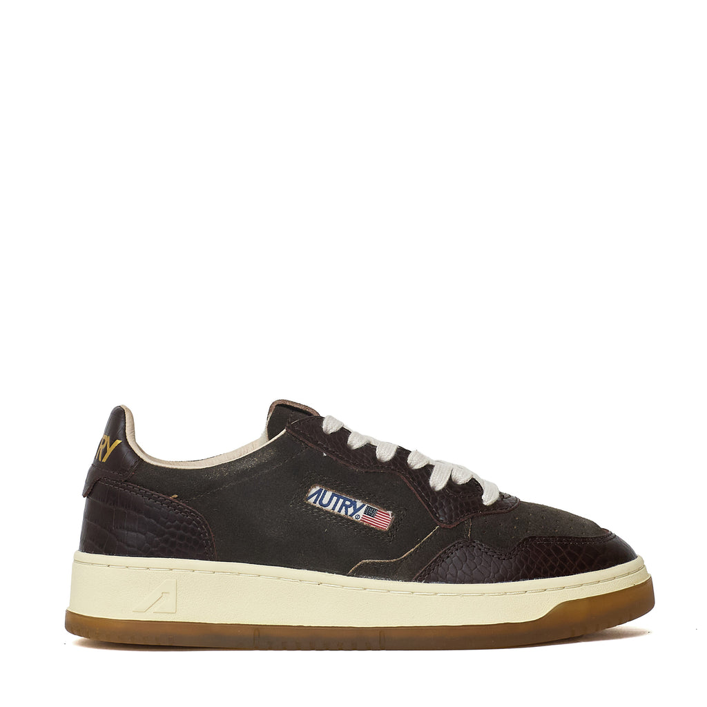 Sneakers Medalist Low In Suede, Stampa Cocco Mustang, Marrone