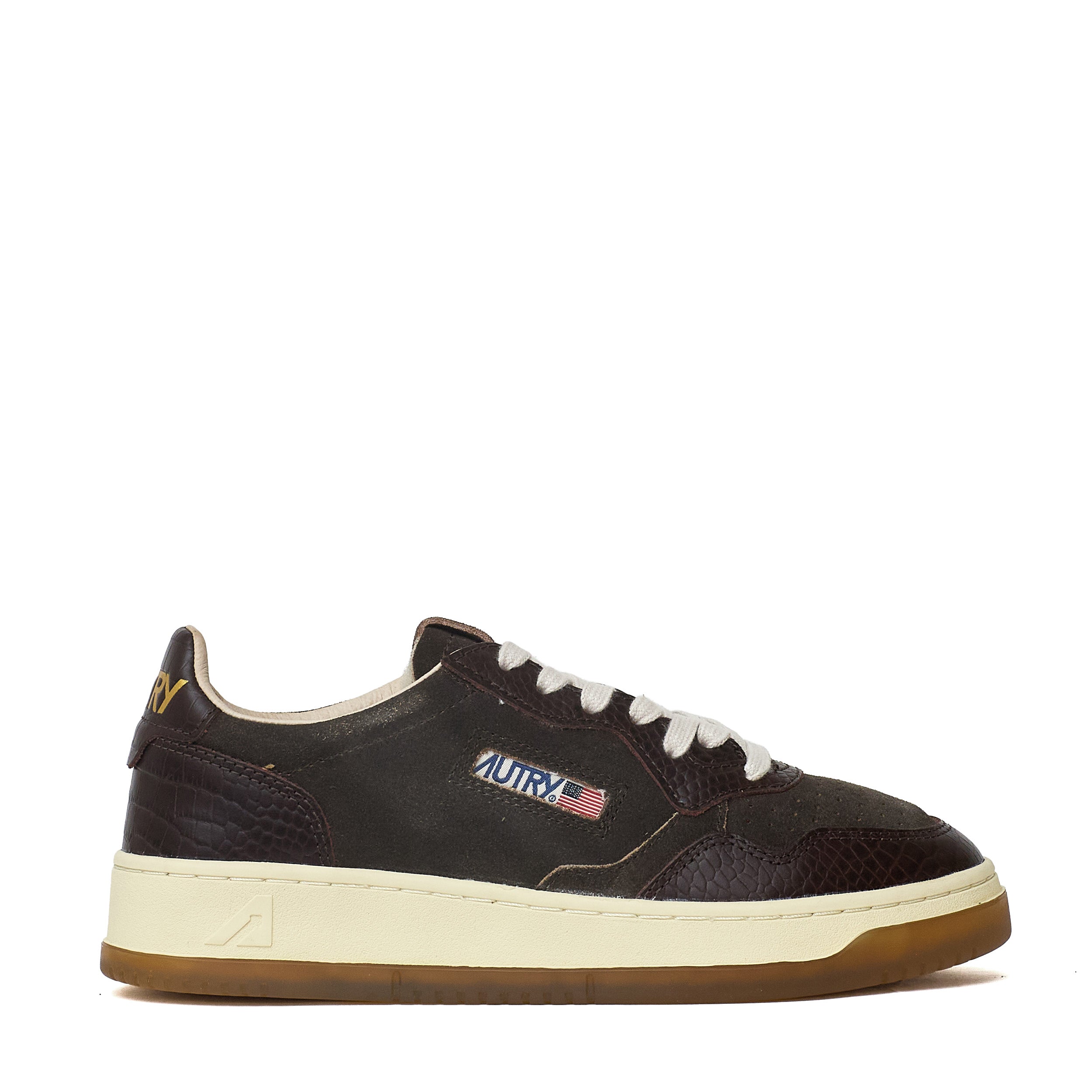 Sneakers Medalist Low In Suede, Stampa Cocco Mustang, Marrone