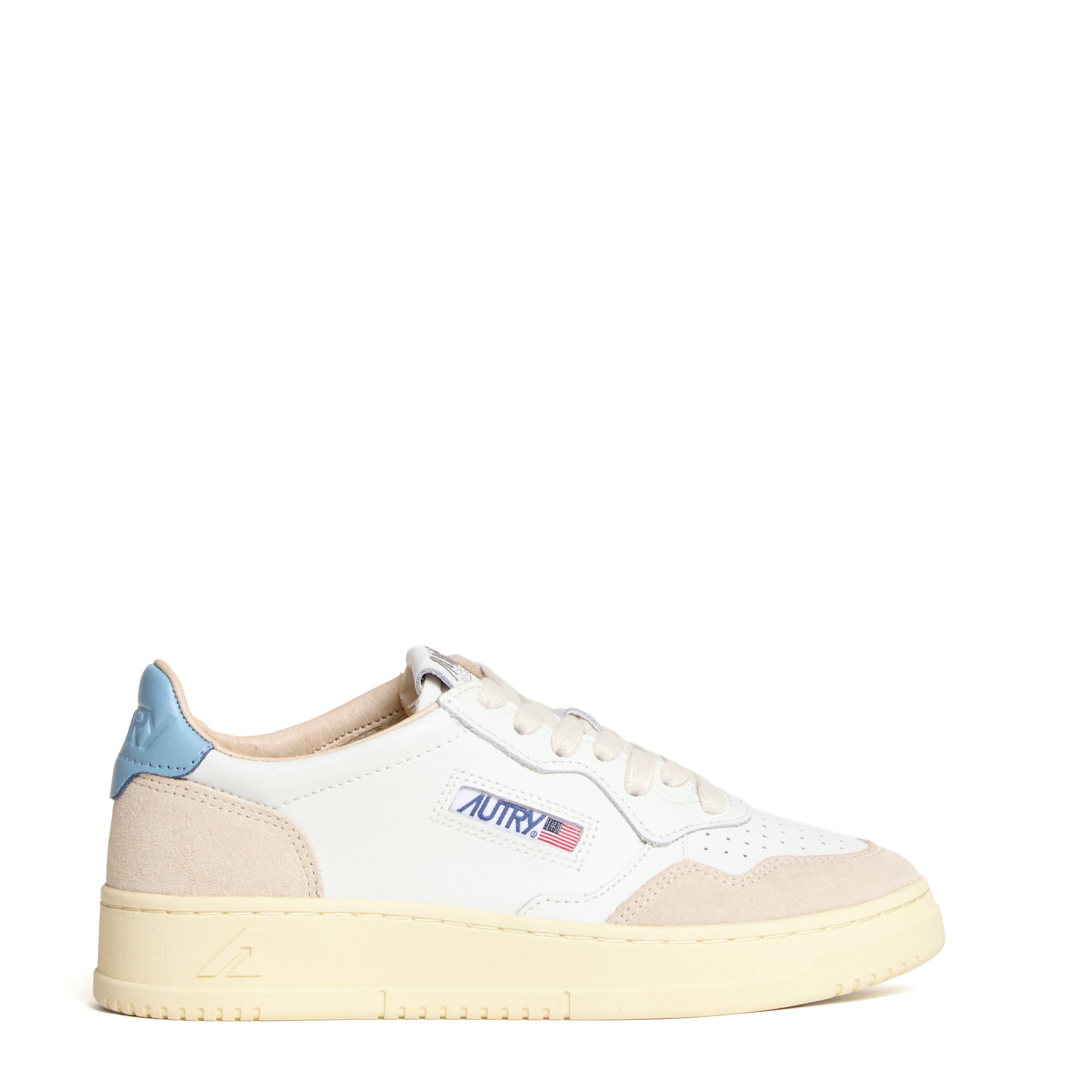 Sneakers Medalist Low In Pelle Bianca, Suede Beige