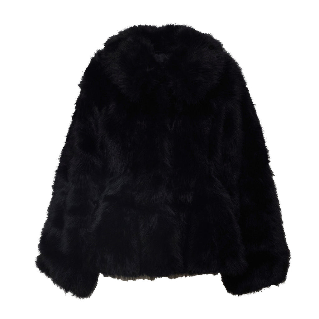 Minta Faux Fur Flared Jacket Black