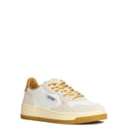 Sneakers Medalist Low In Pelle Bianca, Suede Sand