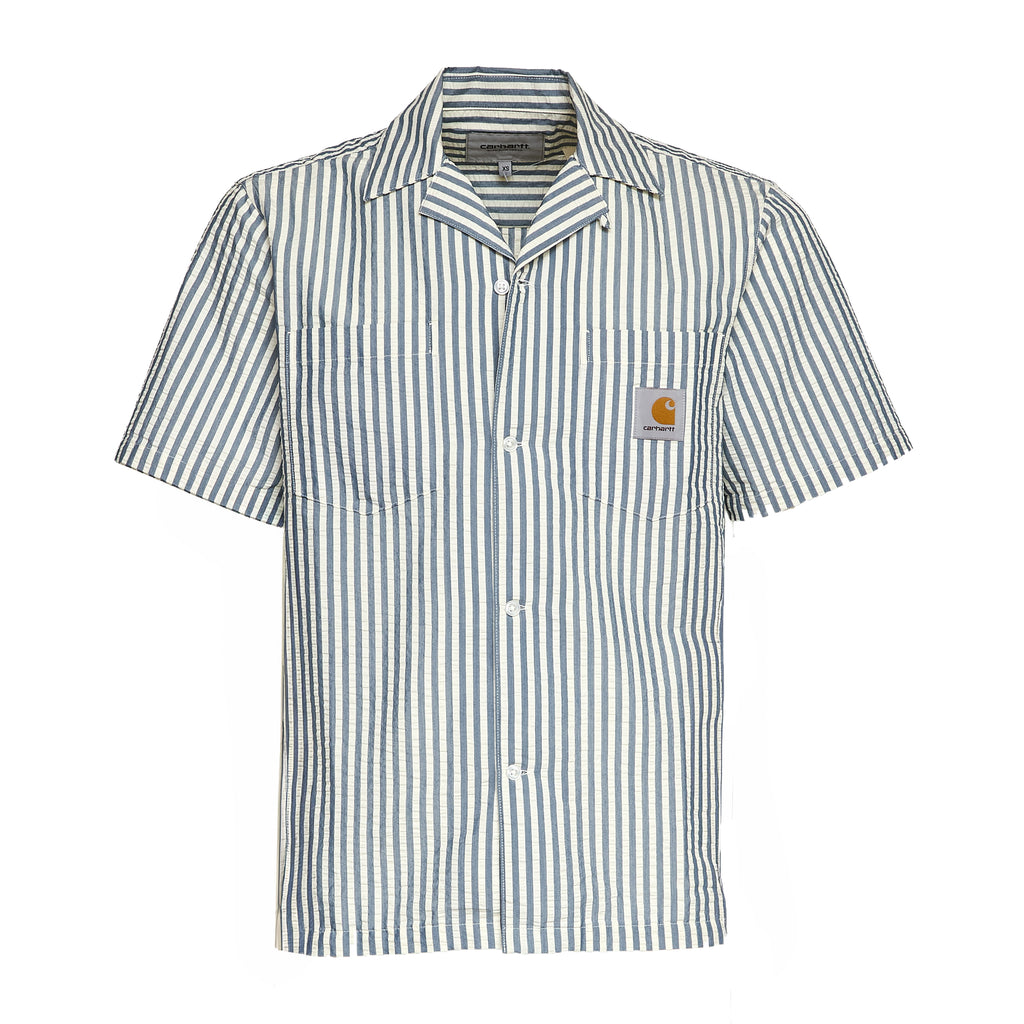 S/S Leavel Stripe Shirt Cotton, Polyester Seersucker