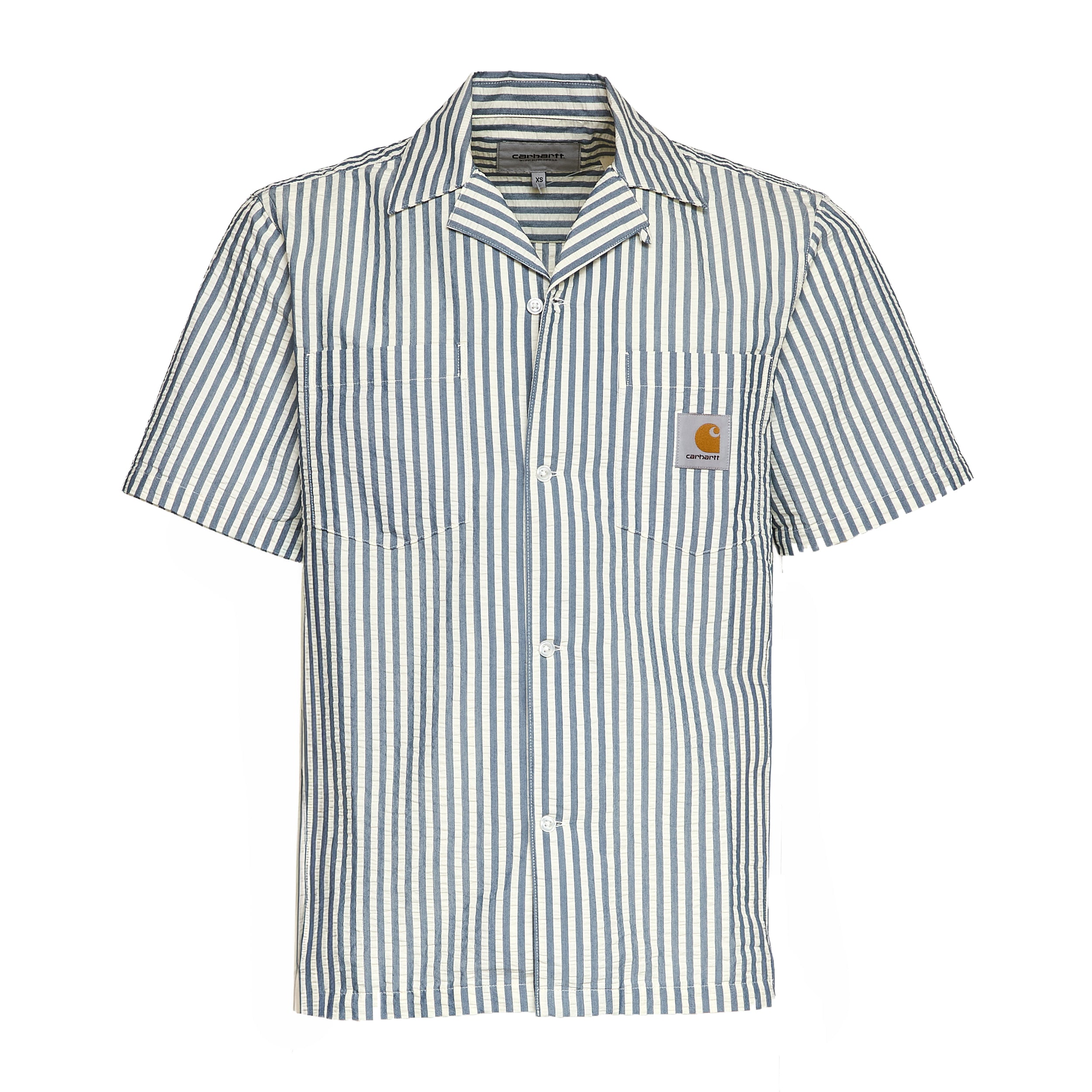 S/S Leavel Stripe Shirt Cotton, Polyester Seersucker