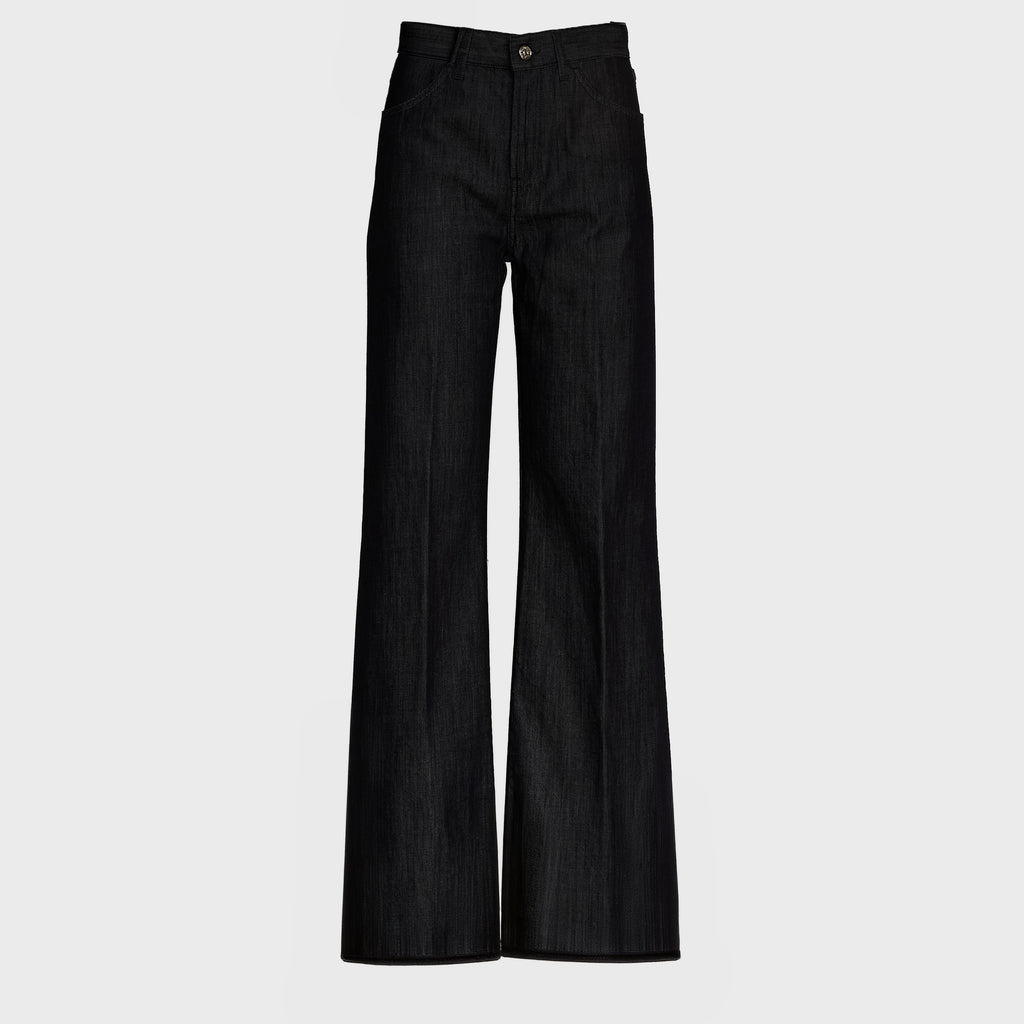 Jeans Amber Cinque Tasche Wide Leg In Denim Seta 7 Oz