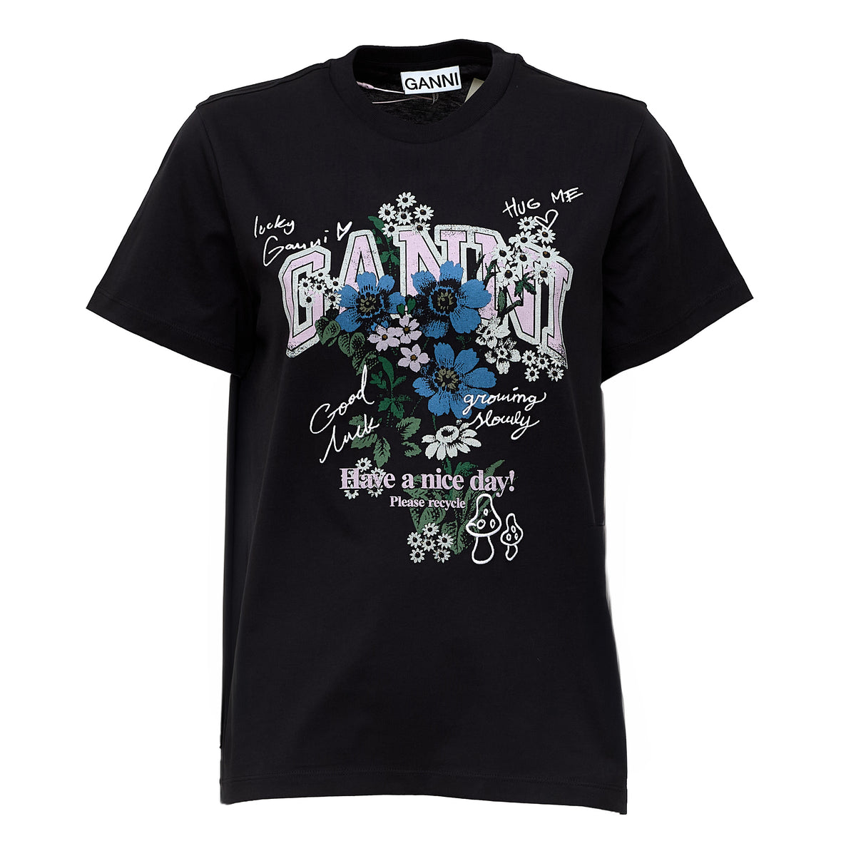 Basic Cotton Relaxed T-Shirt Flower Print