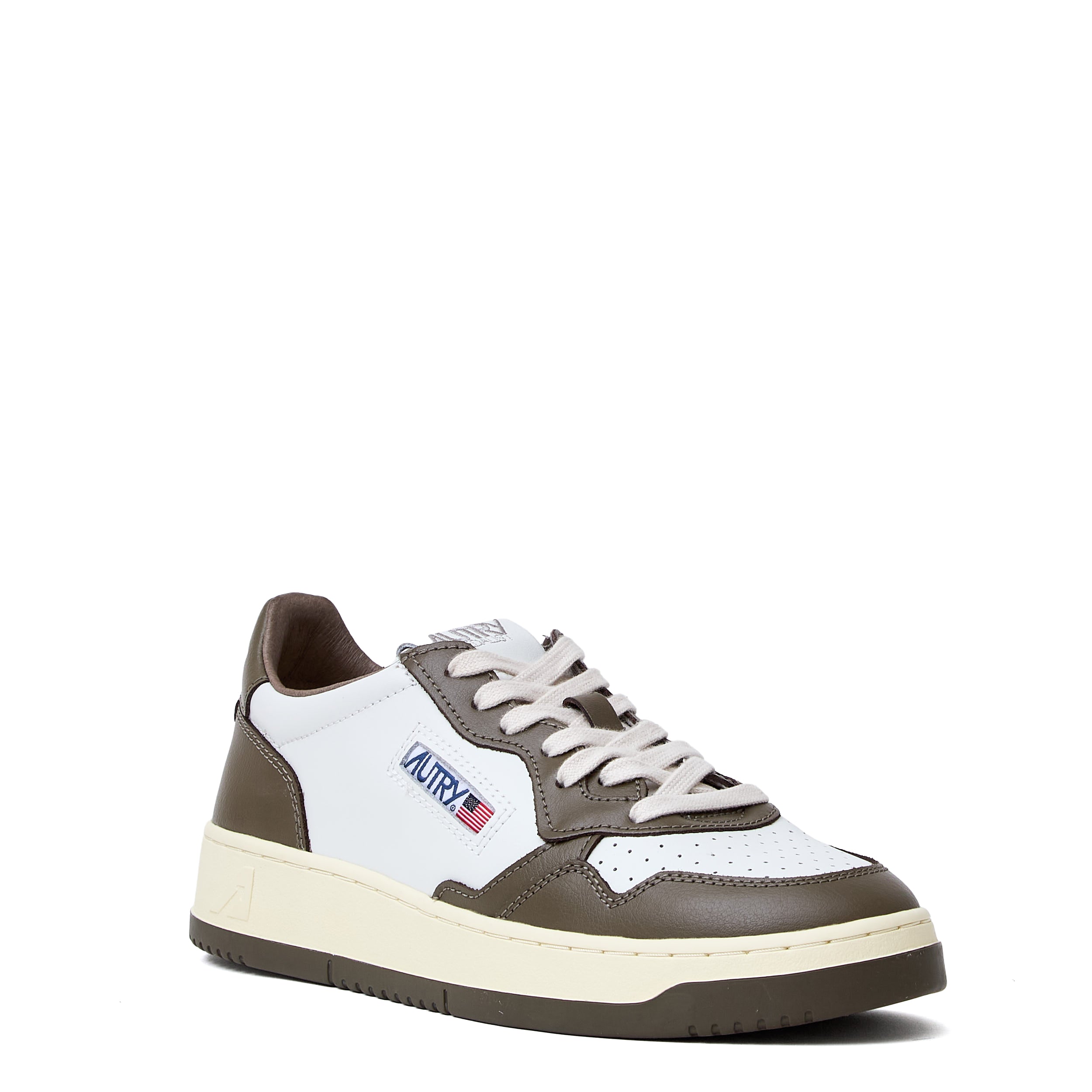 Sneakers Medalist Low Bicolore In Pelle Bianca, Cioccolato