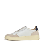 Sneakers Medalist Low In Pelle Bianca, Blu e Suede Beige
