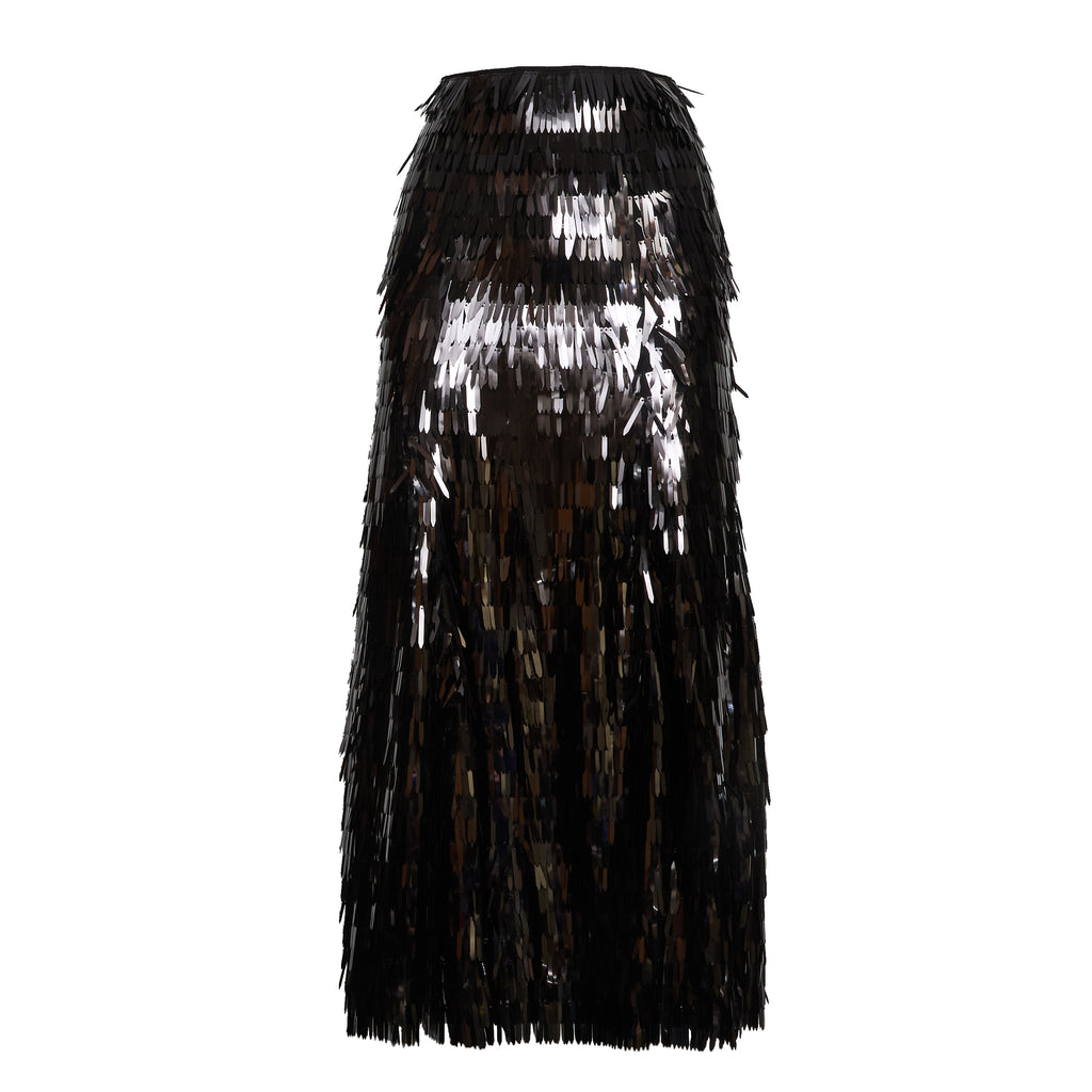Black Sequin Midi Skirt