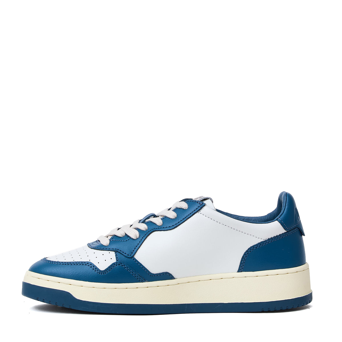 Sneakers Medalist Low Bicolore In Pelle Bianca, Mallard Blue