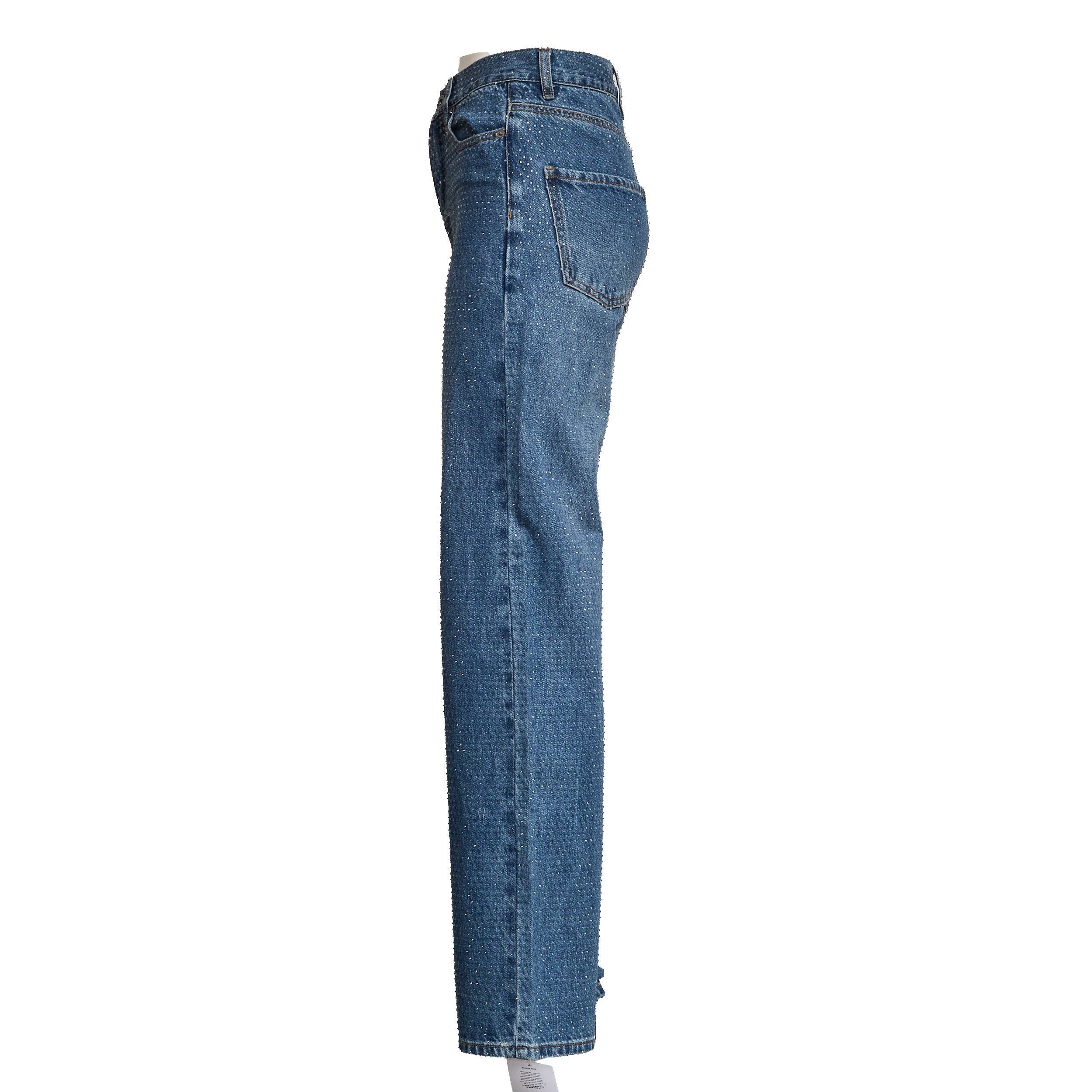 Rhinestone Denim Straight Leg Jeans