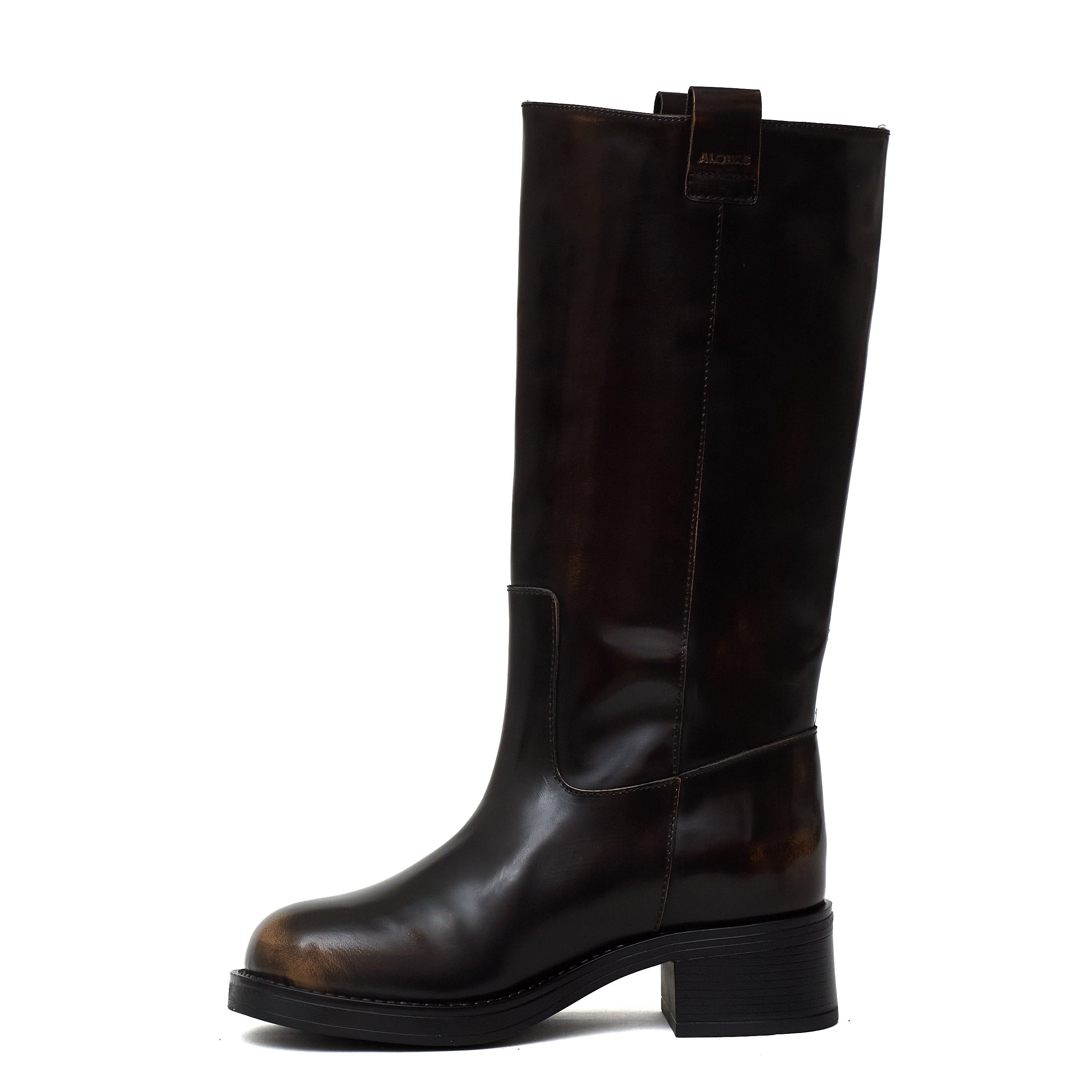 Sajan Vintage Effect Brown Leather Boots