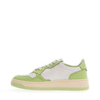 Sneakers Medalist Low Bicolor In Pelle Bianca, Snap Green