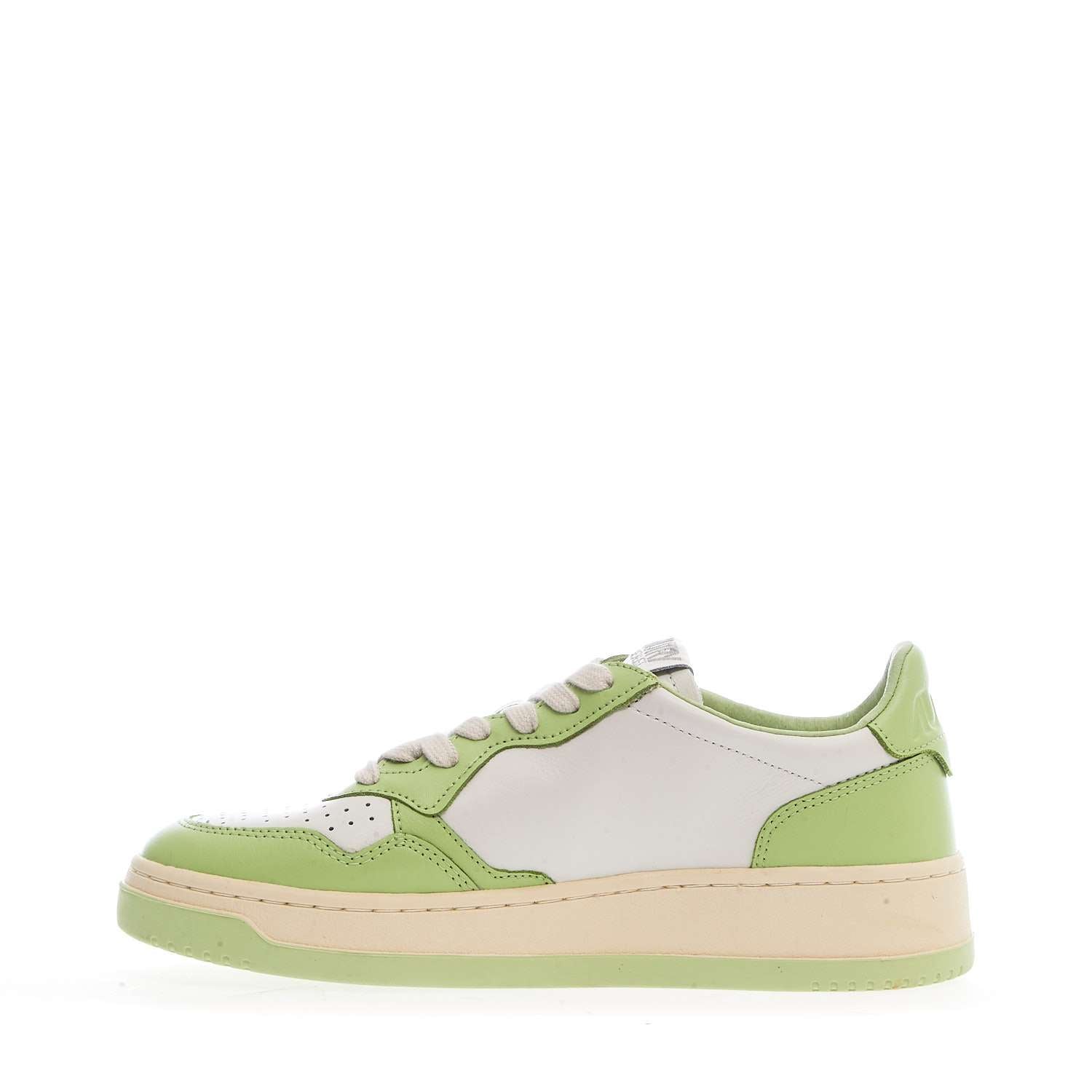 Sneakers Medalist Low Bicolor In Pelle Bianca, Snap Green