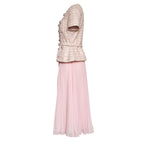 Pink Sequin Boucle Tailored Midi Dress