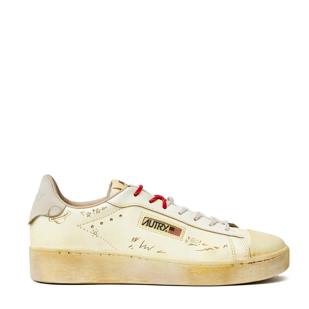 Sneakers Dallas Low Vintage In Pelle, Nabuk Marshmallow
