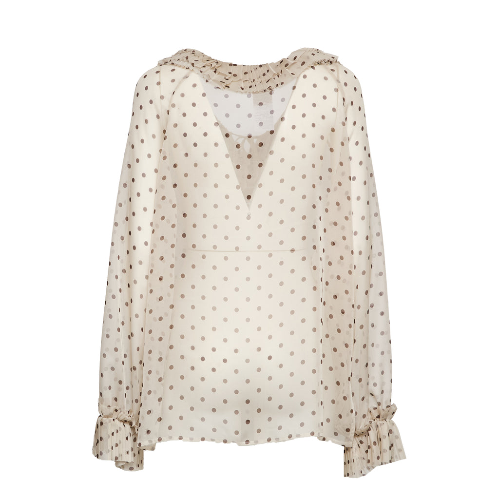 Blusa Pallina In Chiffon Poly Stampa Pois