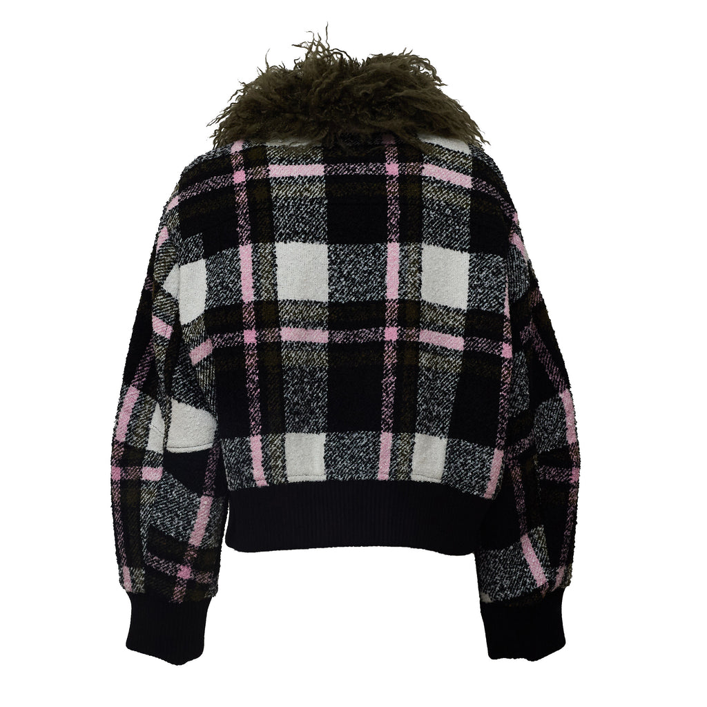 Kpop Faux Fur Collar Bomber