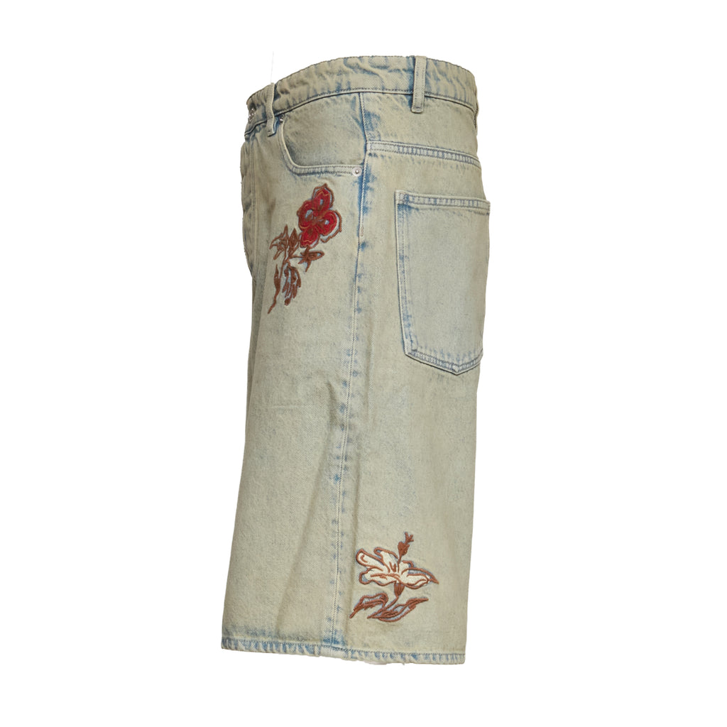 Short Jean Dusty Brodé Fleurs
