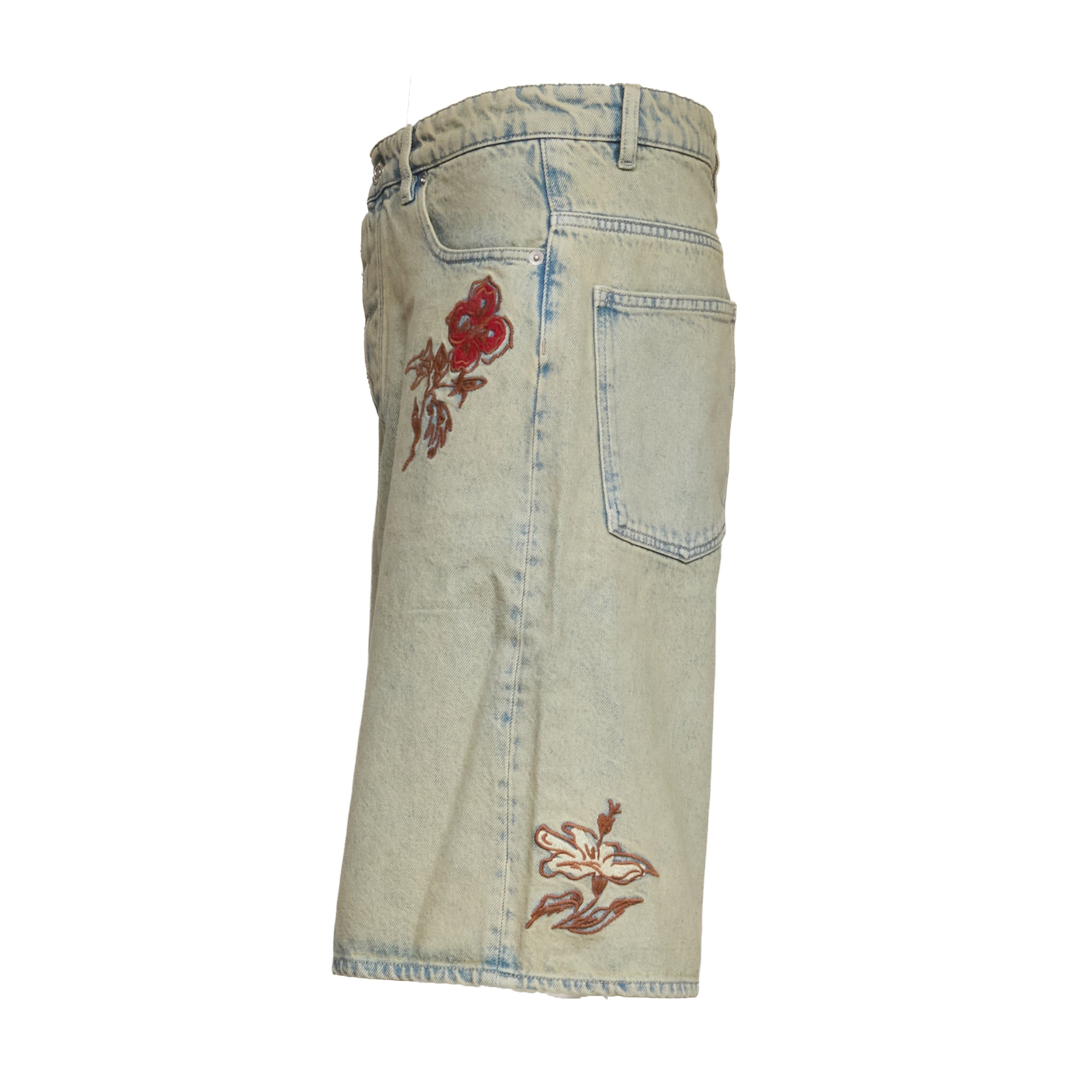 Short Jean Dusty Brodé Fleurs