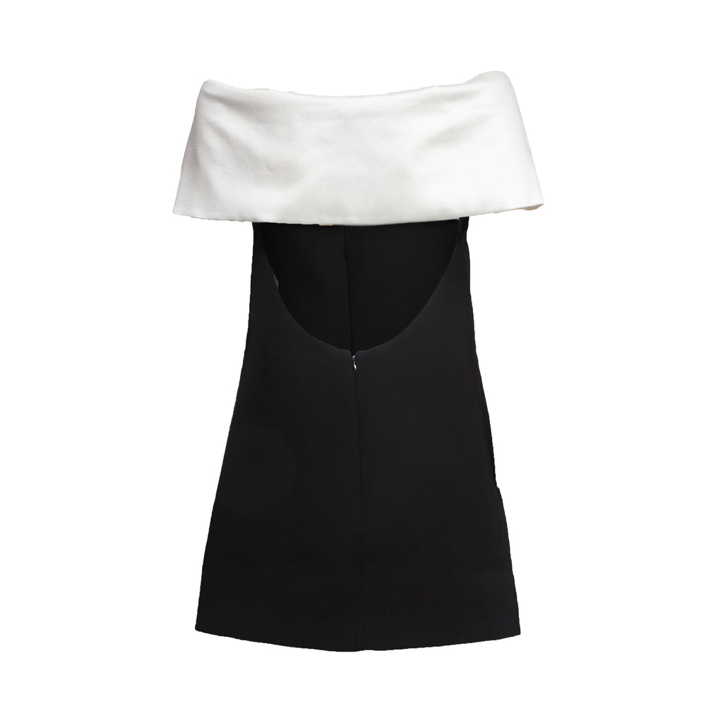 Black Crepe Flower Mini Dress