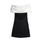 Black Crepe Flower Mini Dress