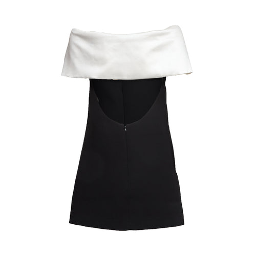Black Crepe Flower Mini Dress