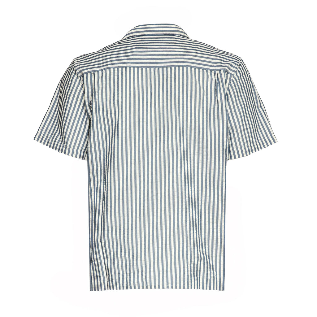 S/S Leavel Stripe Shirt Cotton, Polyester Seersucker