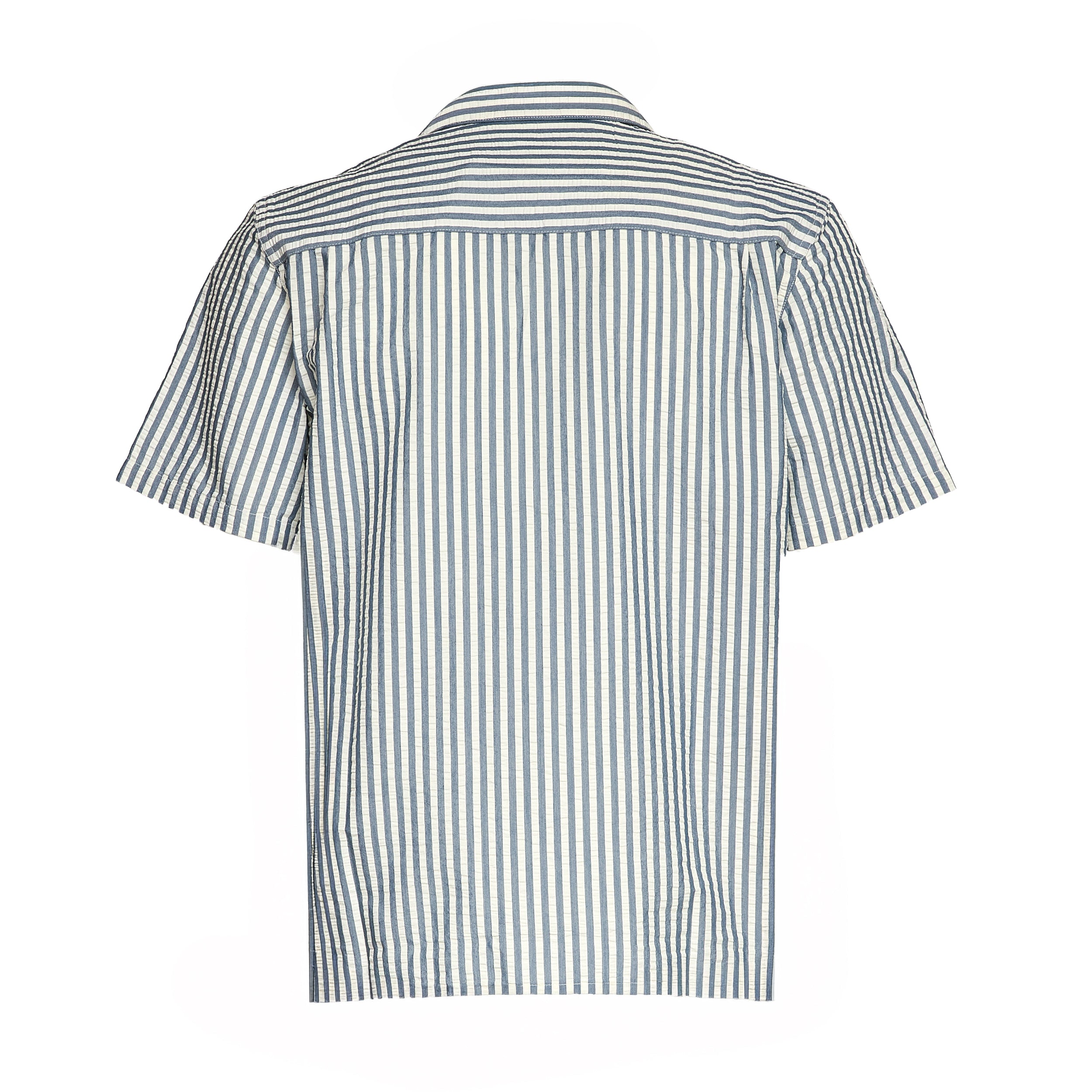 S/S Leavel Stripe Shirt Cotton, Polyester Seersucker
