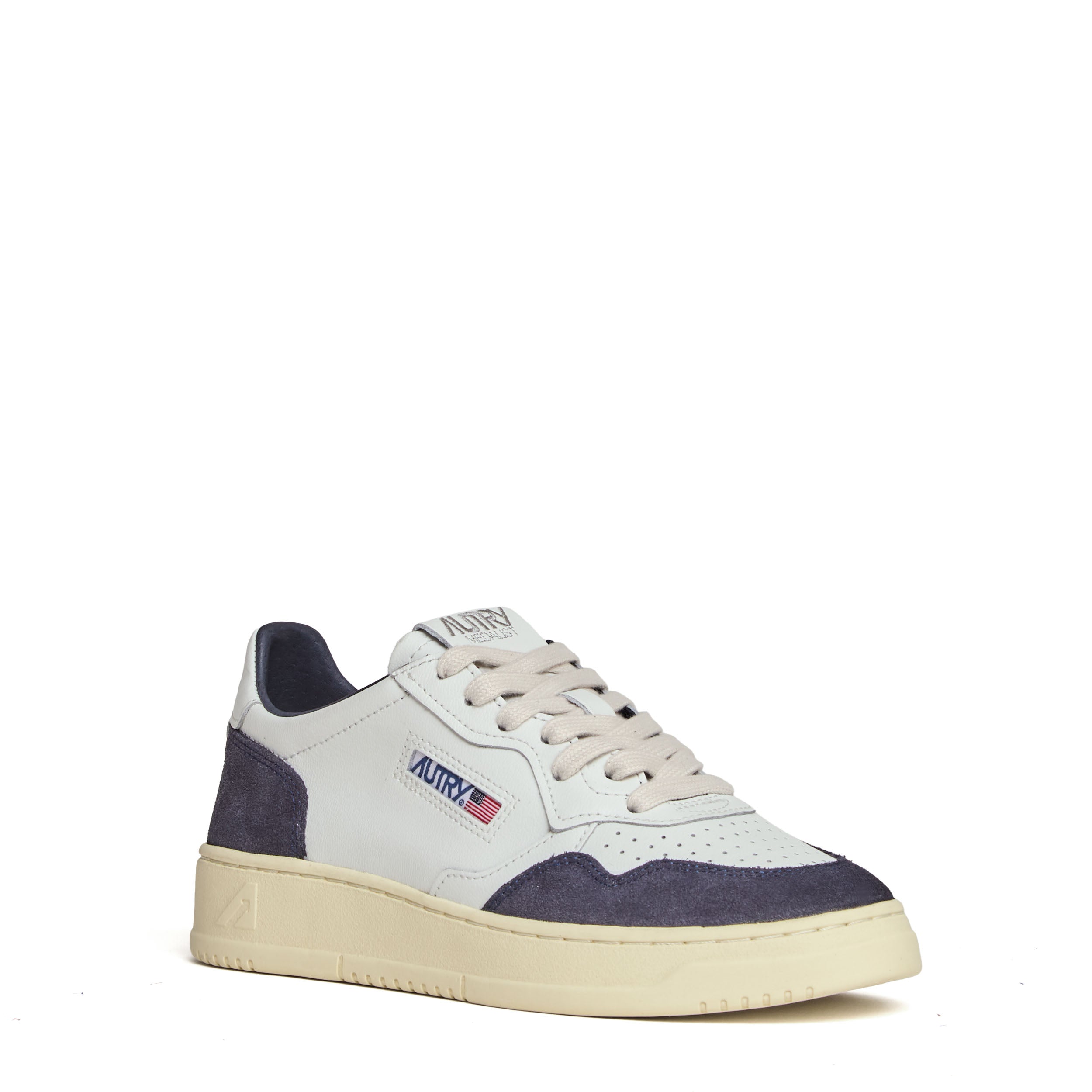 Sneakers Medalist Low In Pelle Soft Bianca, Suede Beige