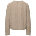 Maglia Girocollo A Costine In Cashmere, Seta