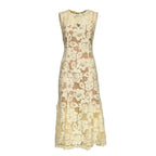 Yellow Crochet Lace Midi Dress