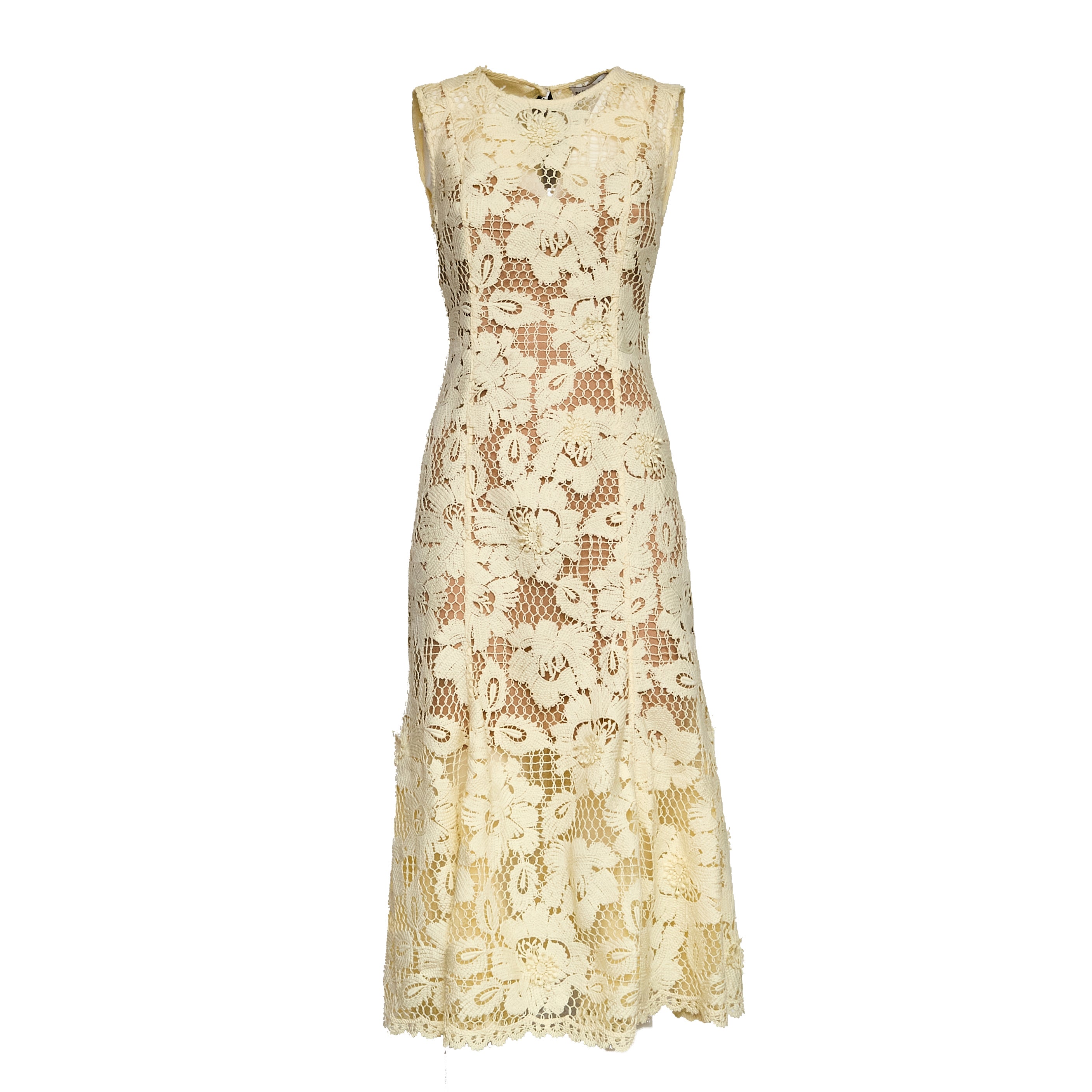 Yellow Crochet Lace Midi Dress