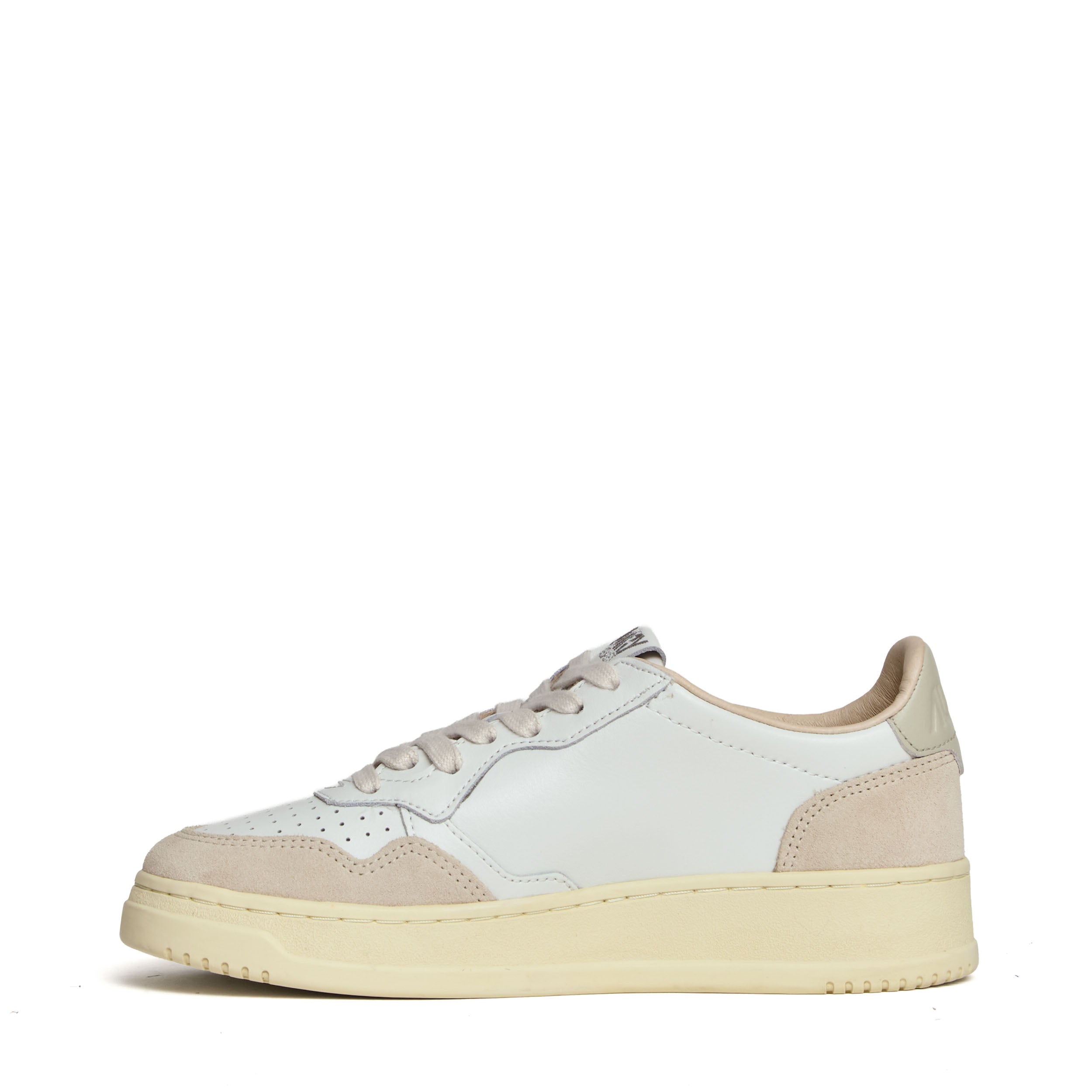 Sneakers Medalist Low In Pelle Bianca, Suede Beige