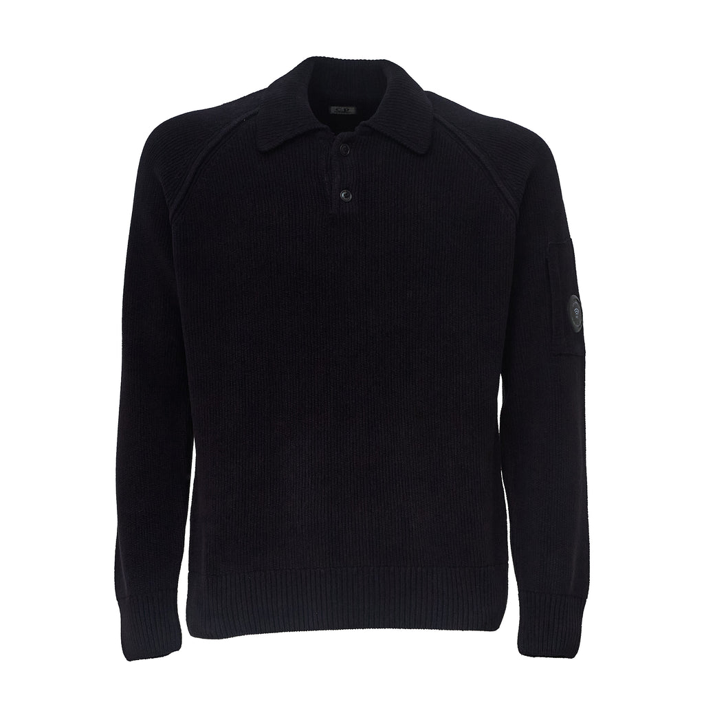 Chenille Cotton Polo Sweater