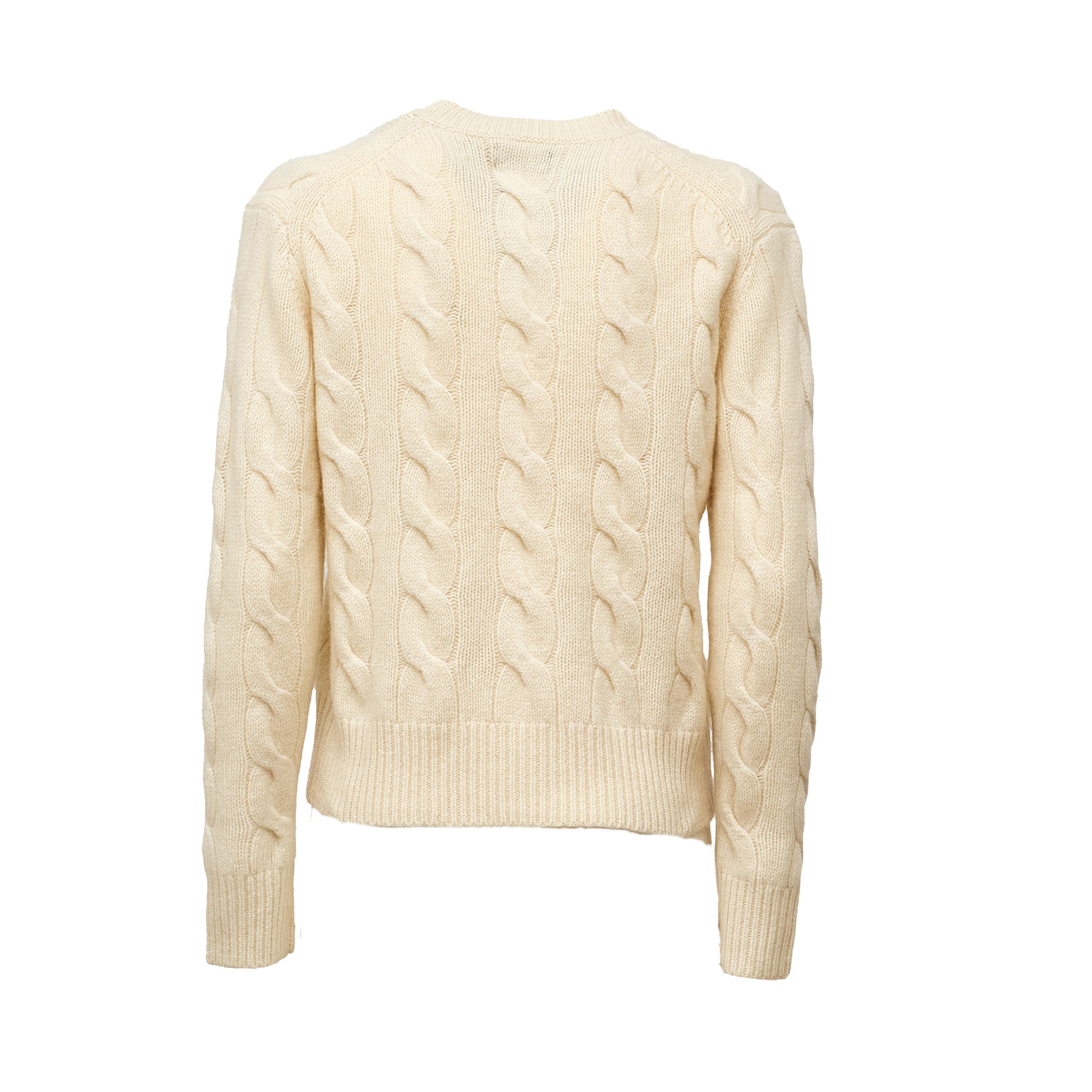 Cable Knit Crewneck Sweater Wool, Cashmere Blend