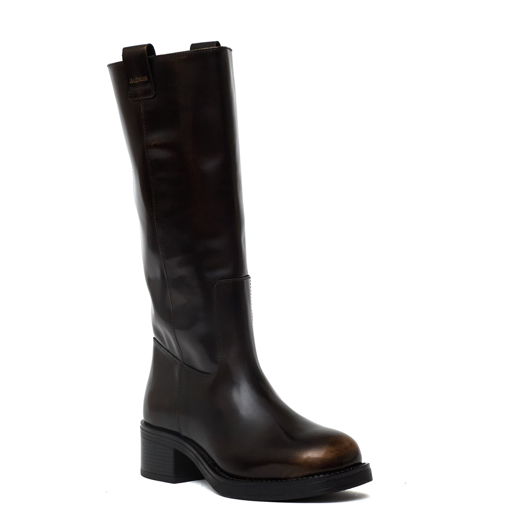Sajan Vintage Effect Brown Leather Boots
