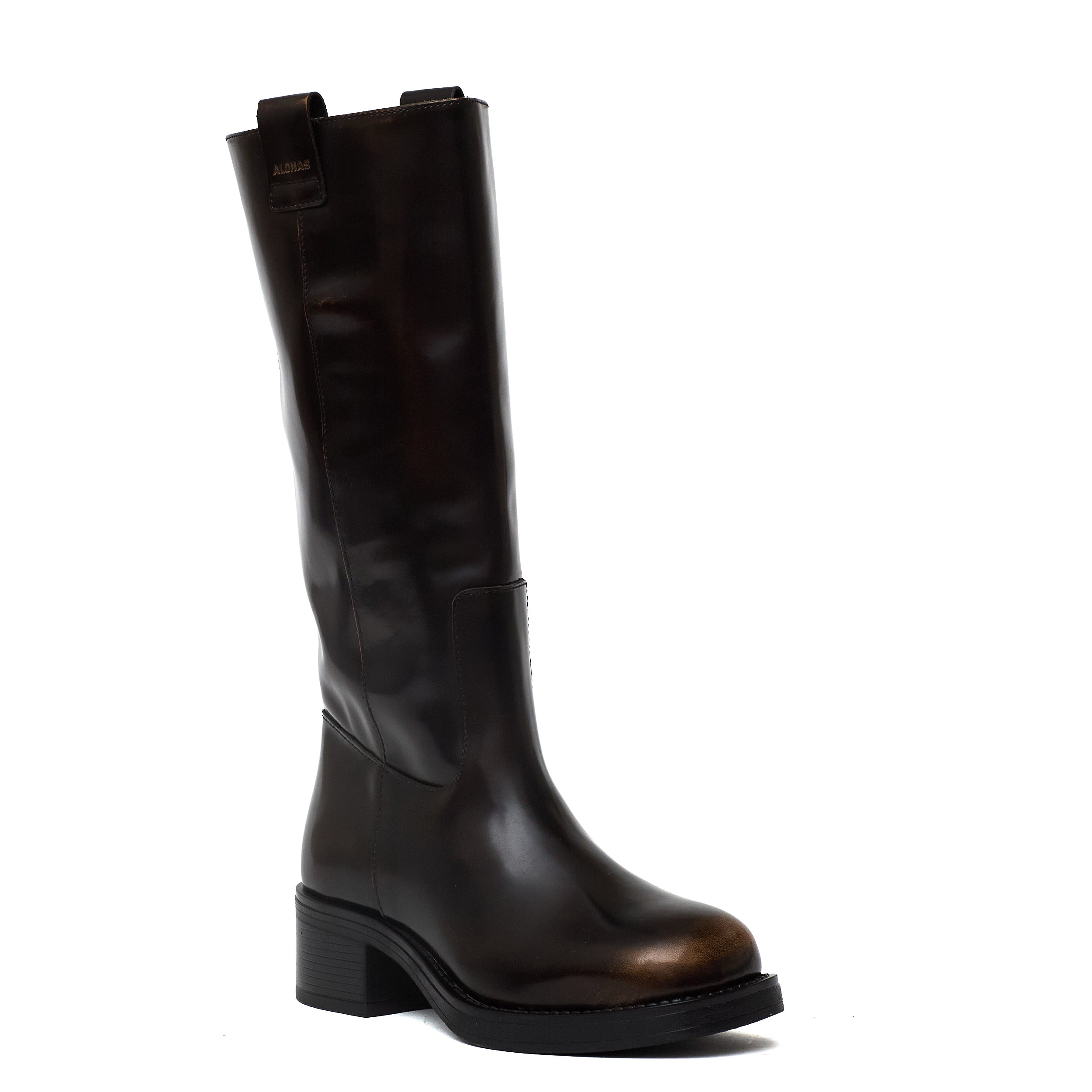 Sajan Vintage Effect Brown Leather Boots