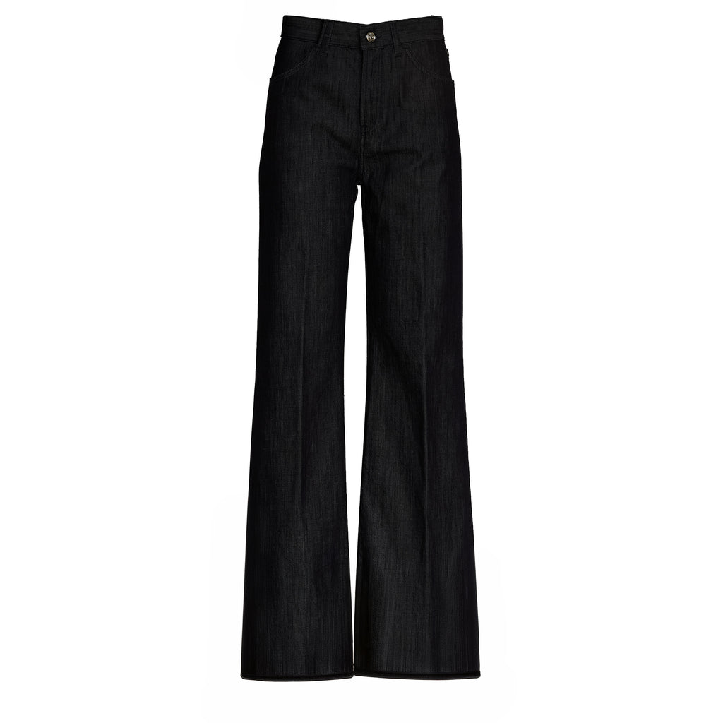 Jeans Amber Cinque Tasche Wide Leg In Denim Seta 7 Oz