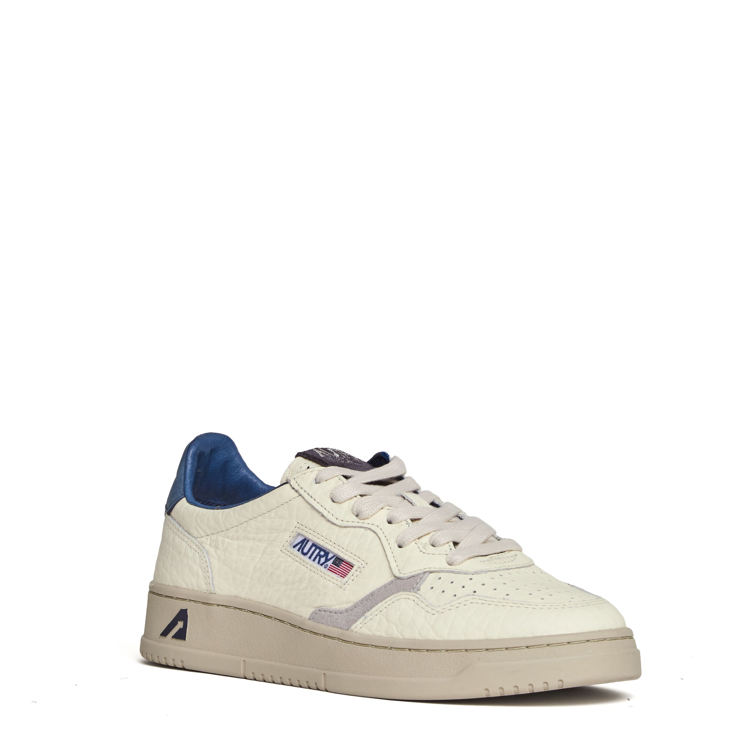 Sneakers Medalist Low In Pelle Bianca, Ensign Blue, Peroscope