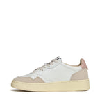 Sneakers Medalist Low In Pelle Bianca, Powder E Suede Beige