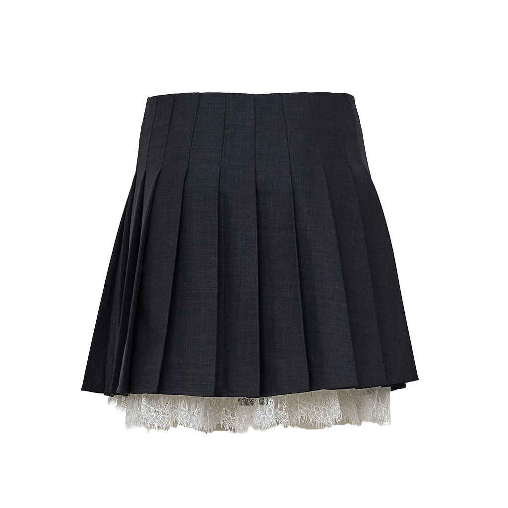 Grey pleated mini skirt