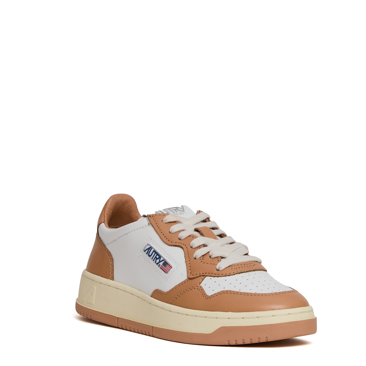 Sneakers Medalist Low Bicolor In Pelle Bianca, Sand