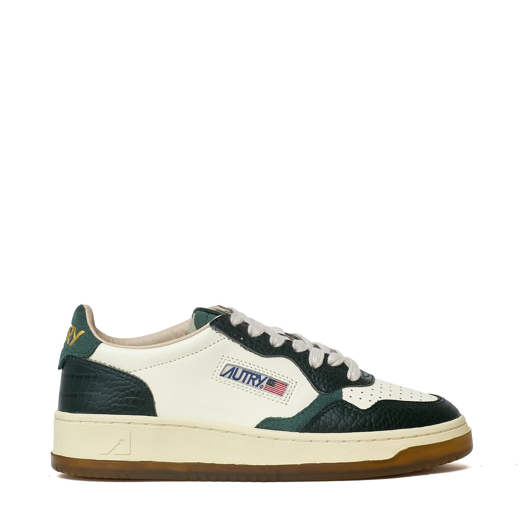 Sneakers Medalist Low In Pelle, Stampa Cocco Marshmallow, Verde