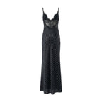 Polka Dot Satin Lace Maxi Dress