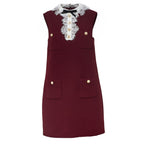 Burgundy Crepe Lace Collar Mini Dress