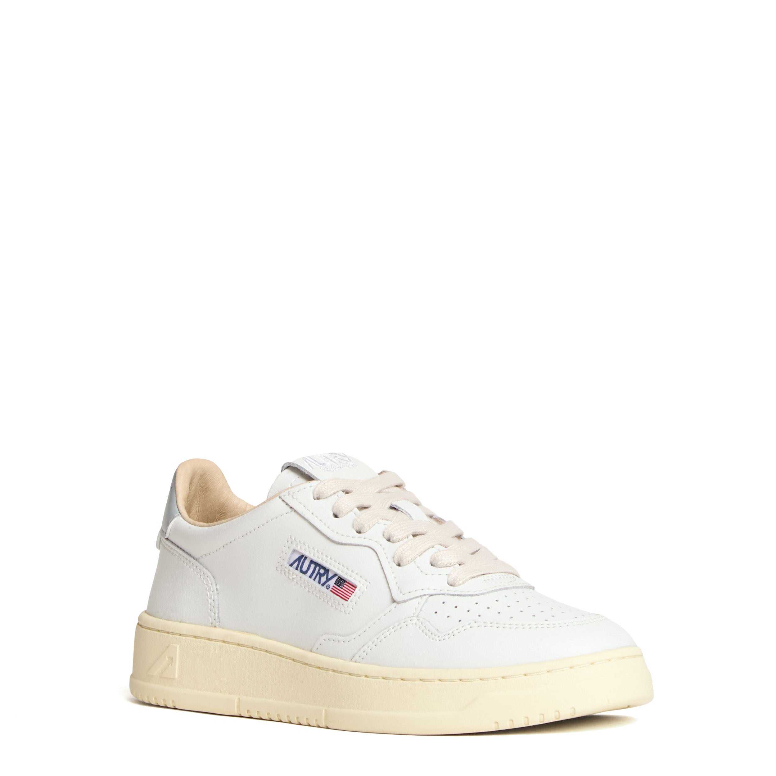 Sneakers Medalist Low In Pelle Bianca, Argento